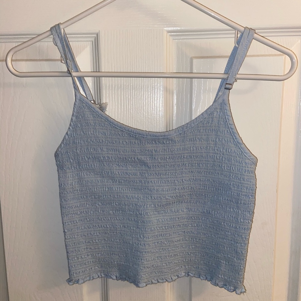 Baby blue brandy melville smocked tank top